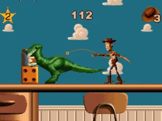 Using your whip to destroy the cubes which capture your dino friend