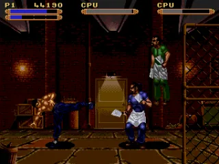 During the fight, the place is changed and another chef comes to the first one's aid.