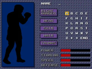 Character creation screen