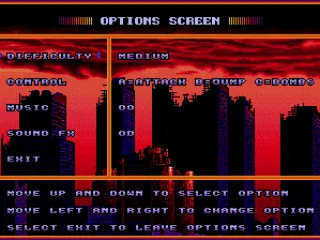 Options screen