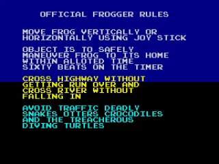 Frogger game instructions