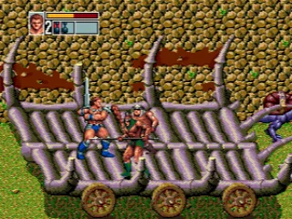 Riding a carriage and fighting