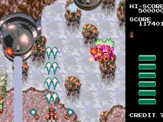 Turrets shooting laser beams.