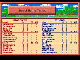 Team selection screen