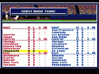 Team selection screen