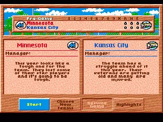 Start the game, choose the teams and some other options