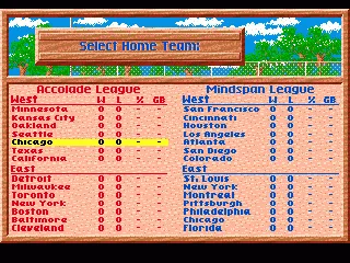 Team selection screen