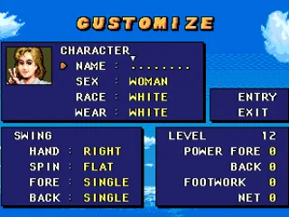 Customize a tennis player