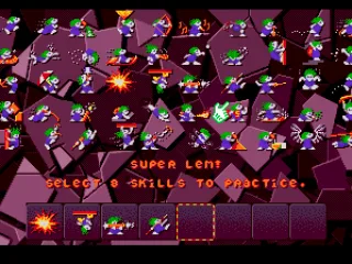 Practice mode. The amount of various lemming jobs is overwhelming