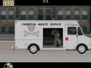 the level 1 'boss' throws chemical waste your way. shoot them