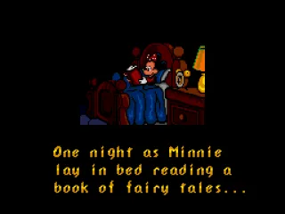 Intro cutscene, Minnie goes to sleep, wondering what it would be like to live in a magic castle...