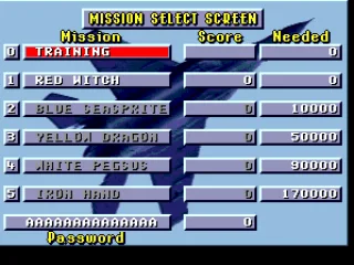 Mission select menu