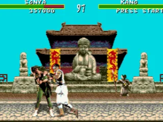 Buddha is peacefully watching Kano do some nasty thing to Sonya