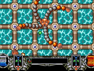 Fighting an enemy in the water temple.