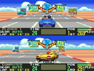 It's split screen against the computer in a 1-player game