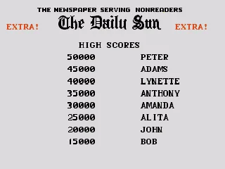 Highscores screen
