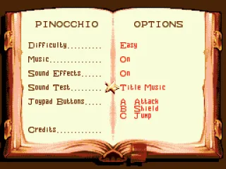 Options menu as a book