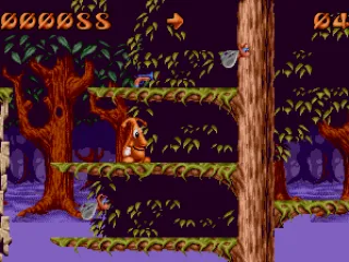 Jumping through the trees in a forest level