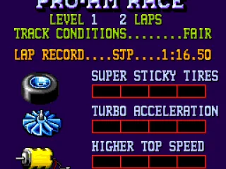 Screen before a race begins.