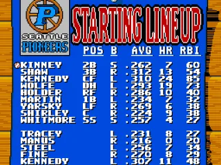 Selecting the starting lineup. Can pick up and move players up and down the list.