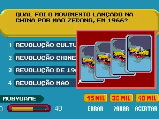 Choosing the cards help, the player must pick one of three shuffled cards (K, A, 2 and 3), each one corresponding to the amount of wrong choices that will be removed from the screen.