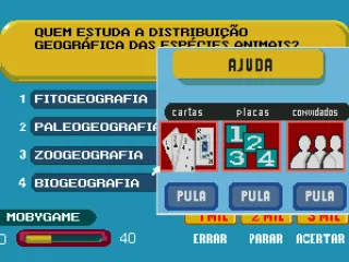 The help menu: you can choose cards, players, guests or to skip.