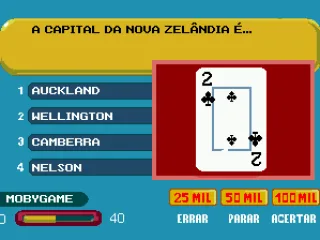 If you choose the cards help, you'll have to pick one of four cards (K, A, 2 and 3). In this case, I took 2, which means that two wrong options will be removed.