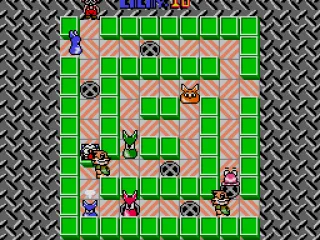 Hitting an enemy with one of the pushed blocks.