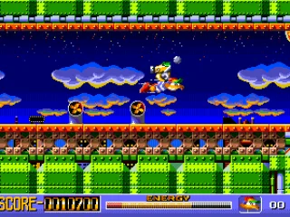 Flying through the air.