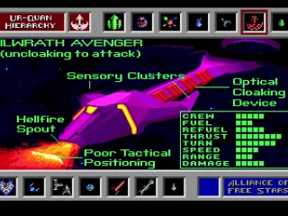 Ship databank entry for the Ilwrath Avenger, a Hierarchy vessel.