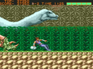 Casually stroll past a dinosaur.