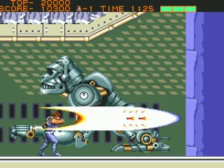 Taking on a mechanical gorilla in the second stage.