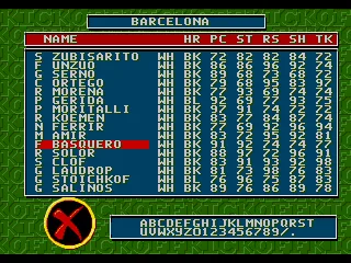 Player editor. Names and skin/hair colour can be changed, attributes not