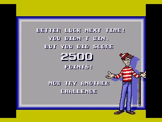 If you don't find Waldo and the scroll in time, you get this screen.