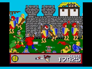 The village being attacked by giants.