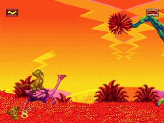 Riding a chocobo. A chocobo? Or is it an ostrich? ;)