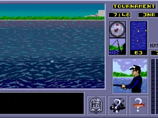 The yellow dots on the monitor show where the fish are.