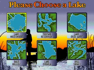 Choosing a lake in the Free Fishing mode.