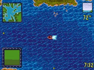 Looking out for a good spot. Use the monitor in the bottom left corner until fish appear.