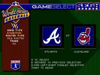 Main menu with the game type selection