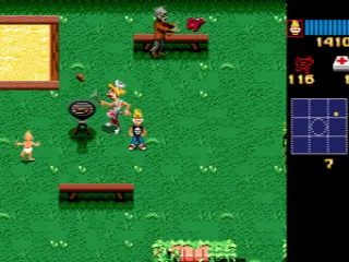 Here are some of the neighbors you have to rescue. The blue mini-map to the right shows where the rest of the neighbors are, and the number below indicates the amount of the neighbors left to be rescued