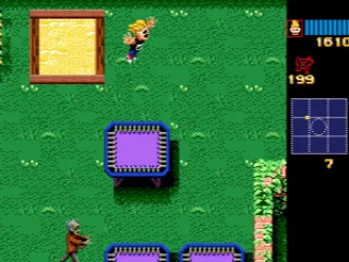 You can jump on those violet things in order to access the ground beyond the fence