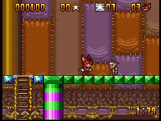 Facing an enemy. You can kill him by throwing stars, in case you have any, or you can just jump over him