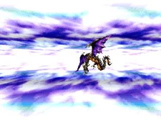 The dragon is flying through the clouds...