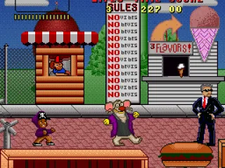 There are only two enemies in the first level: men in black and mice men.