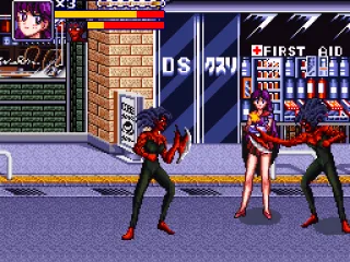 Surrounded by two mean-looking guys