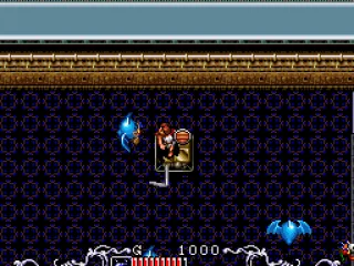 Fighting blue flying guys while riding on a moving platform