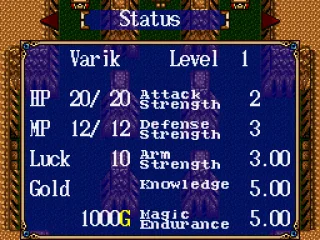 Status screen