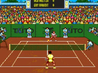 The ball is above the net