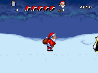 Snowscape level with aggressive penguins.